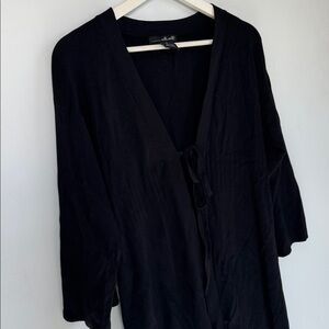 Willi Smith Black Ribbed Knit Long Cardigan Size Small